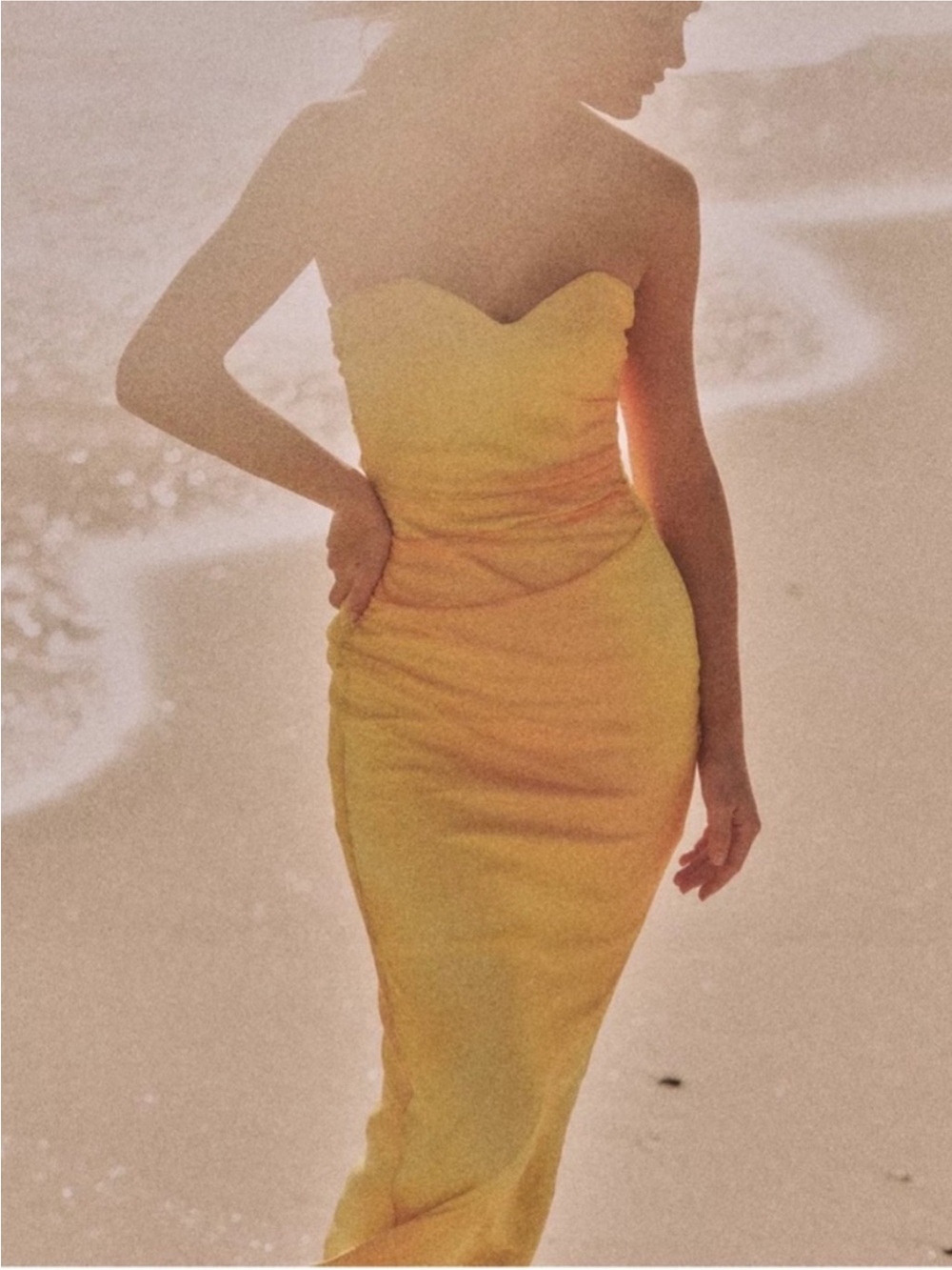 Zara Yellow Sweetheart Neck Strapless Gradient Tulle Dress